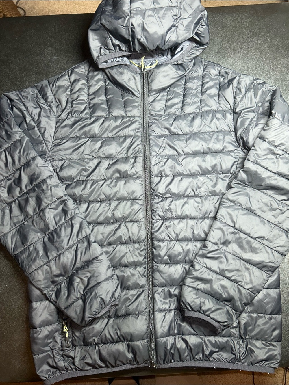 Hawke & Co Men’s Size M Pro Puffer Black Faux Fur Lined Full Zip Hooded Jacket